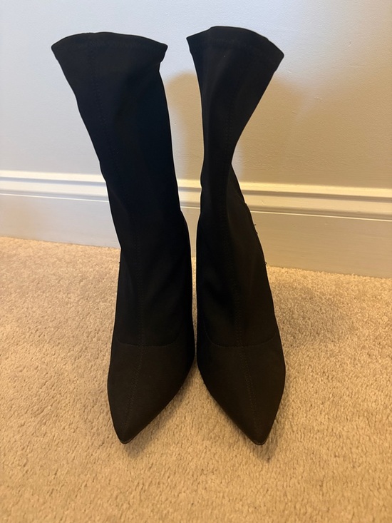 Fashion Nova Shoes - Fashion Nova Black Pointed Toe Stretch Heeled Sock Boots